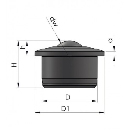 Kugelrolle aus Vollmaterial  36 mm mit DichtungEdelstahlkugel