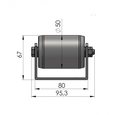 Paletten-Rollschiene mit Stahlrollen Kugellager Teilung 52 mm Länge 1.000 mm
