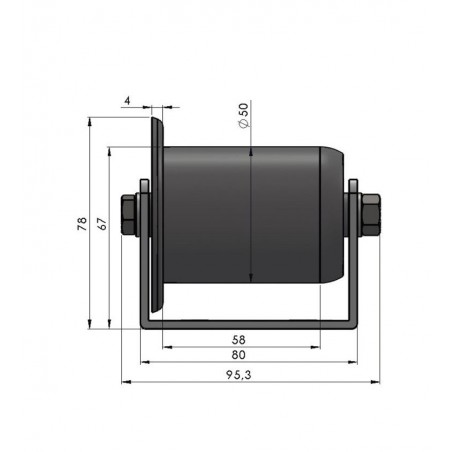 Paletten-Rollschiene mit Spurkranz-Stahlrollen Kugellager Teilung 52 mm Länge 1.000 mm