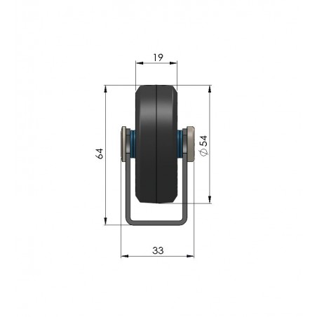 Universal-Rollschiene mit Kunststoffrolle mit Gummibeschichtung Kugellager Teilung 75 mm Länge 1.000 mm