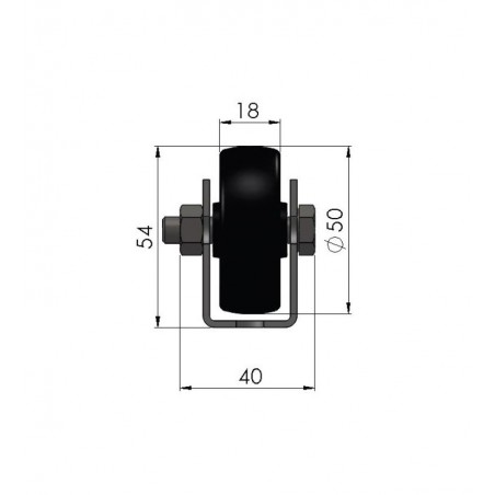 Universal-Rollschiene mit Polyamidrolle GleitlagerTeilung 75 mm Länge 1.000 mm