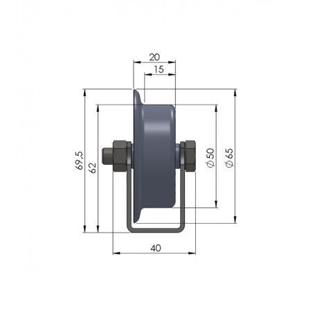 Universal-Rollschiene mit Spurkranz-Stahlrolle Kugellager Teilung 75 mm Länge 1.000 mm