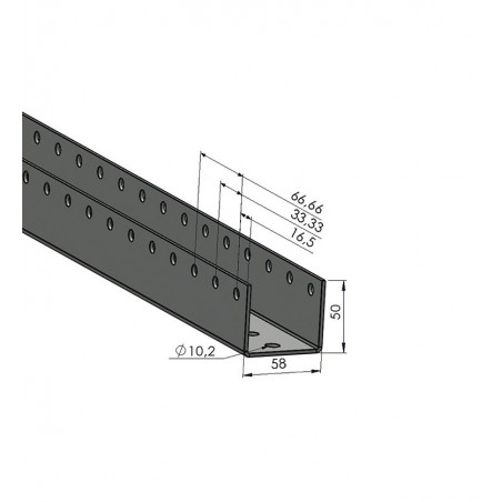 Colli-Rollschiene mit Stahlröllchen KugellagerTeilung 166 mm Länge 1.000 mm