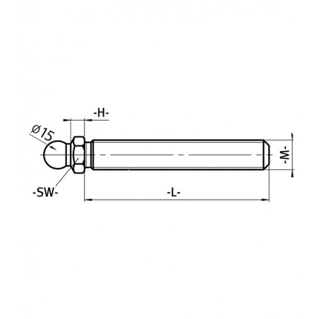 Gewindestange für Gelenkstellfuss M10 x 45 mmEdelstahl rostfrei Kugel 15 mm