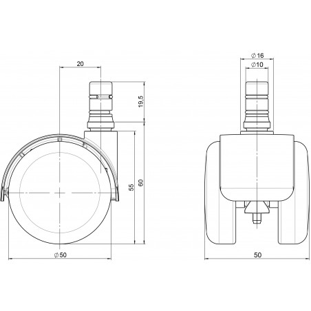 Doppelrolle  50 Gehäuse PolyamidLaufbandage aus Polyamid Bolzen mit Klemmring 10x22 mm
