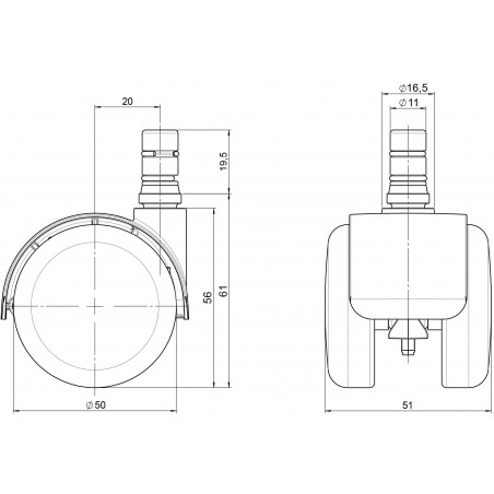 Doppelrolle  50 Gehäuse PolyamidLaufbandage aus Polyamid Bolzen mit Klemmring 11x22 mm