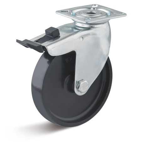 Apparate-Bremsrolle mit Polyamidrad  75 schwarz Gleitlager