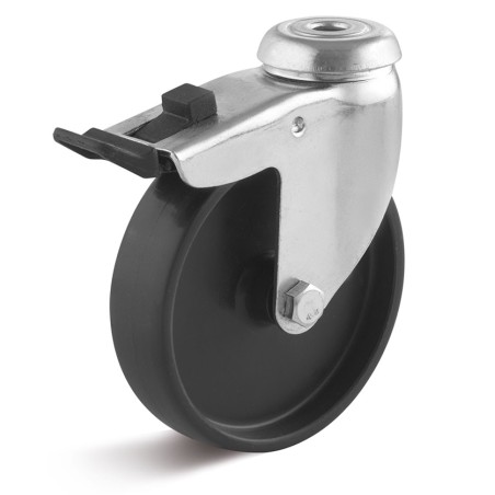 Apparate-Bremsrolle mit Polyamidrad  50 schwarz Gleitlager Rückenloch 10.5 mm