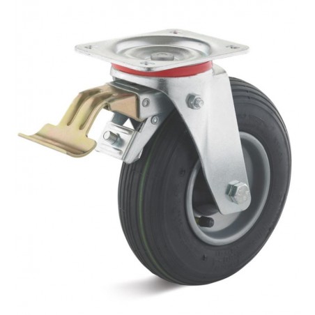 Bremsrolle mit Luftrad  230 mm schwarz 2 PlyStahlblechfelge Rollenlager Rillenprofil