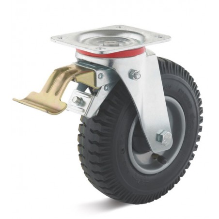 Bremsrolle mit Luftrad  230 mm schwarz 2 PlyStahlblechfelge Rollenlager Naviprofil