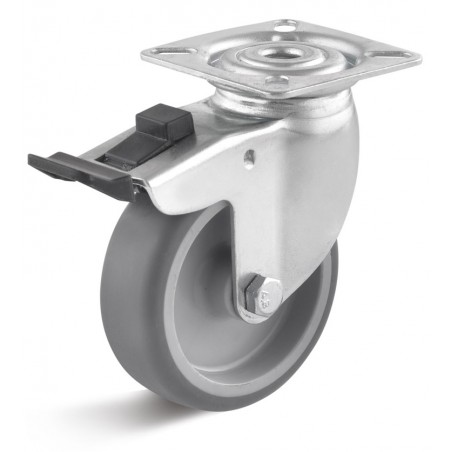 Apparate-Bremsrolle mit Thermoplastrad  50 grau Kunststofffelge Gleitlager